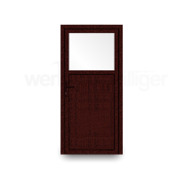 EcoLine Nebeneingangstür 2-fach-Verglasung - Profil 60 mm - 1/3 Klarglas - 2/3 Füllung - innen weiß/außen Mahagoni - außenöffnend