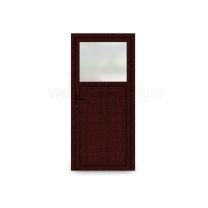 EcoLine Nebeneingangstür 2-fach-Verglasung - Profil 60 mm - 1/3 Milchglas - 2/3 Füllung - innen weiß/außen Mahagoni - außenöffnend