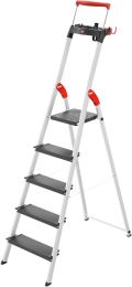 Hailo L100 TopLine, Alu-Sicherheits-Stehleiter, 5 Stufen