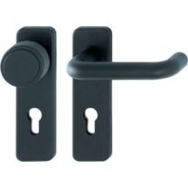 HOPPE Feuerschutzgarnitur Paris FS-K58 / 202K / 138 Kunststoff F9005M D/K für Türstärke 40-66 mm PZ käntig DIN links / rechts