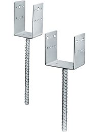 SIMPSON STRONG TIE Stützenfuß PPD 120 x 90 x 126 x 5 mm Stahl stückverzinkt zum Einbetonieren Loch-Ø 5,0 + 13,5 mm 250 mm