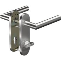 OGRO Kurzschildgarnitur CORE 8906 8 mm / 7051K WC 78MM Aluminium F1 WC abgerundet Drückergarnitur
