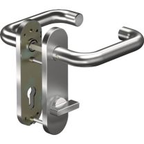 OGRO Kurzschildgarnitur CORE 8100 8 mm / 7051K WC 78MM AL Aluminium F1 WC abgerundet Drückergarnitur