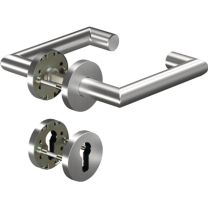 OGRO Feuerschutzgarnitur 8907/6501/6612 Edelstahl ER D/D für Türstärke 38 - 63 mm PZ rund DIN links / rechts
