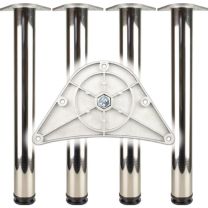 BMB Tischbein-Set Chrom poliert 60 mm Höhe 870 mm Platten-Befestigung