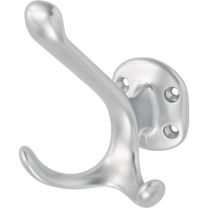 HERMETA Huthaken 0028 zweifach Ausladung 90 mm Aluminium silberfarbig eloxiert Höhe 100 mm