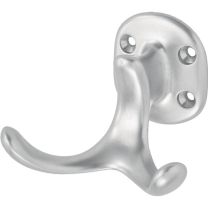 HERMETA Mantelhaken 0029 zweifach Ausladung 60 mm Aluminium silberfarbig eloxiert Höhe 47 mm