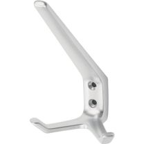 HERMETA Huthaken 0032 zweifach Ausladung 89 mm Aluminium silberfarbig eloxiert Höhe 127 mm