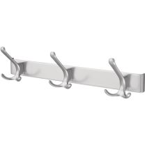 HERMETA Huthakenleiste 0822-0823 3 Haken Ausladung 96 mm Leichtmetall silberfarbig eloxiert Höhe 102 mm