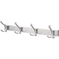 HERMETA Huthakenleiste 0822-0824 4 Haken Ausladung 96 mm Leichtmetall silberfarbig eloxiert Höhe 102 mm