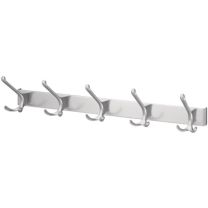 HERMETA Huthakenleiste 0822-0825 5 Haken Ausladung 96 mm Leichtmetall silberfarbig eloxiert Höhe 102 mm
