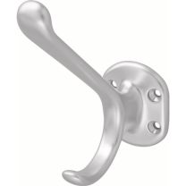 HERMETA Huthaken 0026 einfach Ausladung 85 mm Aluminium silberfarbig eloxiert Höhe 97 mm