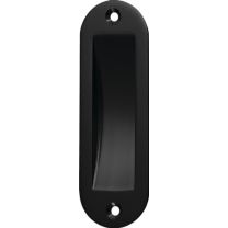 HERMETA Schiebetürmuschel Aluminium schwarz pulverbeschichtet oval 2 x Ø 5 mm Länge 120 mm Breite 40 mm