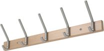 JeCo Wandgarderobe Holzprofil Buche 7 Hut-/7 Mantelhaken Länge 1000 mm Hakenabstand 150 mm Haken Alu