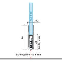 PLANET Türdichtung KG-F8 schmal 1-seitig Länge 959 mm Aluminium silberfarben eloxiert Glastüren