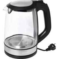 EXQUISIT Wasserkocher WK 3501 swg 2200 W schwarz ,2 l 1,1 kg Glas, Edelstahl LED blau
