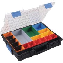 JeCo Sortimentskasten Euro Plus Pro B440xT355xH76mm 18 Fächer 4 Trennstege transparent schwarz