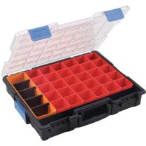 JeCo Sortimentskasten Euro Plus Pro B440xT355xH76mm 36 Fächer 4 Trennstege transparent schwarz