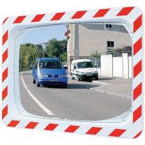 SPL Verkehrsspiegel H600xB800mm Kunststoff, rot/weiß für 2 Richtungen 20 m