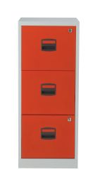 BISLEY Schubladenschrank PFA | Home Filer BxTxH 413x400x1015 mm, Korpus lichtgrau, Fronten kardinalrot, PFA3F506