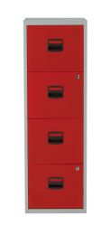 BISLEY Schubladenschrank PFA | Home Filer BxTxH 413x400x1321 mm, Korpus lichtgrau, Fronten kardinalrot, PFA4F506