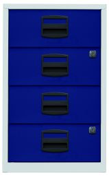 BISLEY Schubladenschrank PFA | Home Filer BxTxH 413x400x672 mm, Korpus lichtgrau, Fronten oxfordblau, PFA4S505