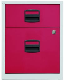 BISLEY Schubladenschrank PFA | Home Filer BxTxH 413x400x528 mm, Korpus lichtgrau, Fronten kardinalrot, PFAM1S1F506