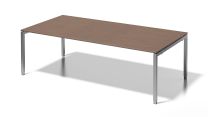 BISLEY Cito Chefarbeitsplatz/Konferenztisch BxTxH 2400x1200x650-850 mm, Dekor nußbaum, Gestell silber, DUH2412WN355