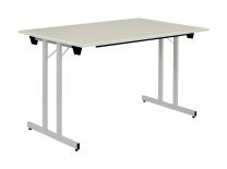 BISLEY Klapptisch, rechteckig, BxTxH 1200x600x740 mm, Dekor grau | Gestell aluminium, KT1206G300