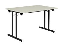 BISLEY Klapptisch, rechteckig, BxTxH 1400x800x740 mm, Dekor grau | Gestell schwarz, KT1408G333
