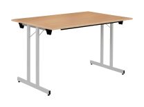 BISLEY Klapptisch, rechteckig, BxTxH 1600x800x740 mm, Dekor buche | Gestell aluminium, KT1608BC300