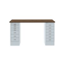 BISLEY MultiDesk BxTxH 1400x600x740 mm, nussbaum/lichtgrau, MD1468NW645