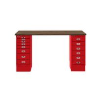 BISLEY MultiDesk BxTxH 1400x600x740 mm, nussbaum/kardinalrot, MD1468NW670