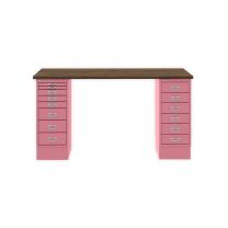 BISLEY MultiDesk BxTxH 1400x600x740 mm, nussbaum/pink, MD1468NW601