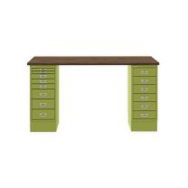 BISLEY MultiDesk BxTxH 1400x600x740 mm, nussbaum/grün, MD1468NW604