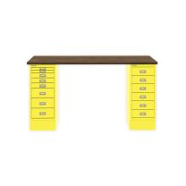 BISLEY MultiDesk BxTxH 1400x600x740 mm, nussbaum/zinkgelb, MD1468NW641