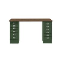 BISLEY MultiDesk BxTxH 1400x600x740 mm, nussbaum/olivgrün, MD1468NW623