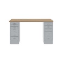 BISLEY MultiDesk BxTxH 1400x600x740 mm, natürliche Eiche/silber, MD1468018355