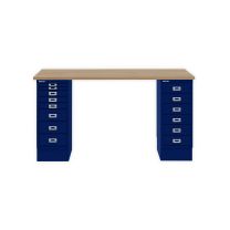 BISLEY MultiDesk BxTxH 1400x600x740 mm, natürliche Eiche/oxfordblau, MD1468018639