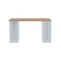 BISLEY MultiDesk BxTxH 1400x600x740 mm, natürliche Eiche/lichtgrau, MD1468018645