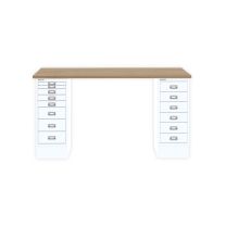 BISLEY MultiDesk BxTxH 1400x600x740 mm, natürliche Eiche/verkehrsweiß, MD1468018696