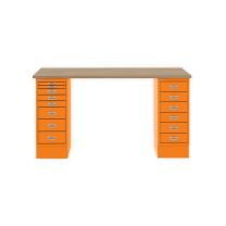 BISLEY MultiDesk BxTxH 1400x600x740 mm, natürliche Eiche/orange, MD1468018603
