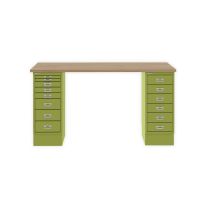 BISLEY MultiDesk BxTxH 1400x600x740 mm, natürliche Eiche/grün, MD1468018604