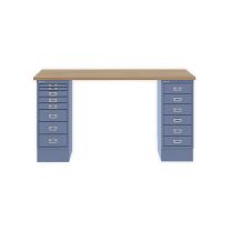 BISLEY MultiDesk BxTxH 1400x600x740 mm, natürliche Eiche/blau, MD1468018605