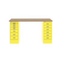 BISLEY MultiDesk BxTxH 1400x600x740 mm, natürliche Eiche/zinkgelb, MD1468018641