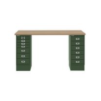 BISLEY MultiDesk BxTxH 1400x600x740 mm, natürliche Eiche/olivgrün, MD1468018623