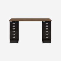 BISLEY MultiDesk BxTxH 1400x600x740 mm, nussbaum/schwarz, MD146NW633
