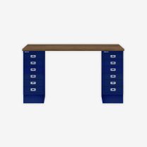 BISLEY MultiDesk BxTxH 1400x600x740 mm, nussbaum/oxfordblau, MD146NW639