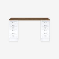 BISLEY MultiDesk BxTxH 1400x600x740 mm, nussbaum/verkehrsweiß, MD146NW696