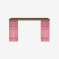 BISLEY MultiDesk BxTxH 1400x600x740 mm, nussbaum/pink, MD146NW601
